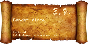 Bander Vince névjegykártya